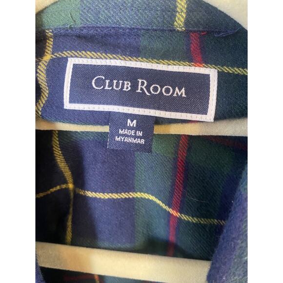 Club Room Shirt Mens Size Medium Long Sleeve Flannel NEW Blue Green Plaid Tartan - Picture 7 of 13